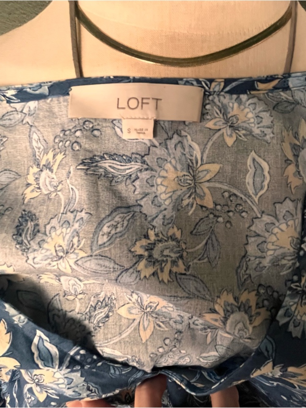 LOFT Long Sleeve Navy Floral Cottage Core Maxi Dress, Sz. S - Picture 12 of 12